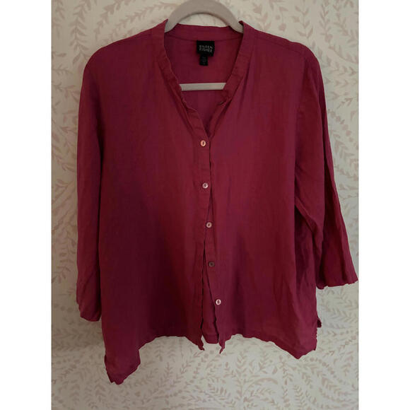 FALL CLEARANCE Eileen Fisher Women's Button-Up Irish Linen Blouse - XL - Picture 1 of 6